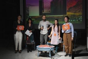 Premiazione di Vittoria Soddu e Chiara Campara, con Rossella Schillaci e Lorenzo Casali (Giuria ExtraWorks) e Marina Resta